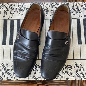 Gucci Black Slip-On Loafers with Polished Leather